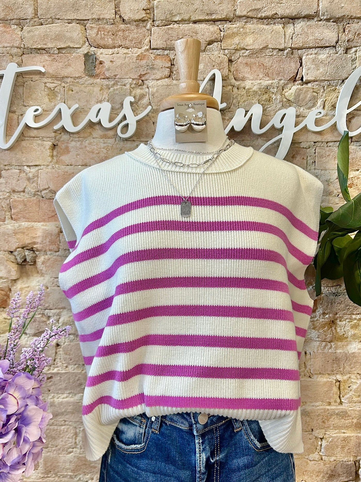 Stay Around For Awhile Pink Striped Top