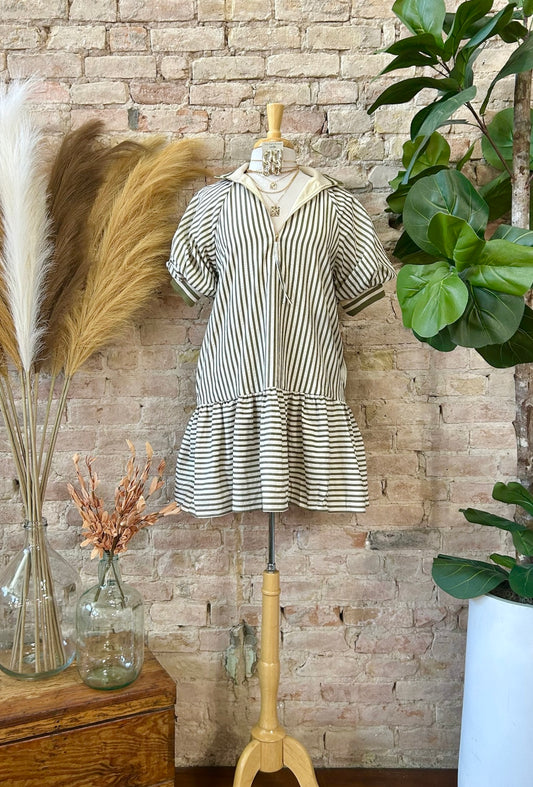 Sugar, Spice & Everything Nice Olive Striped Dress