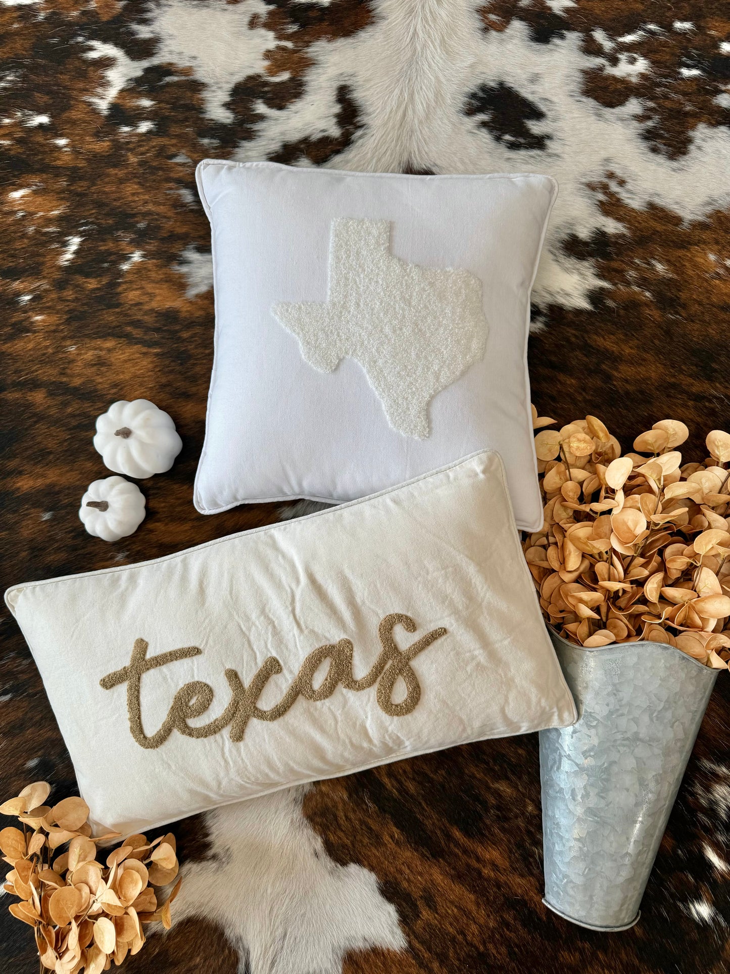 Taupe Embroidered Texas Pillow