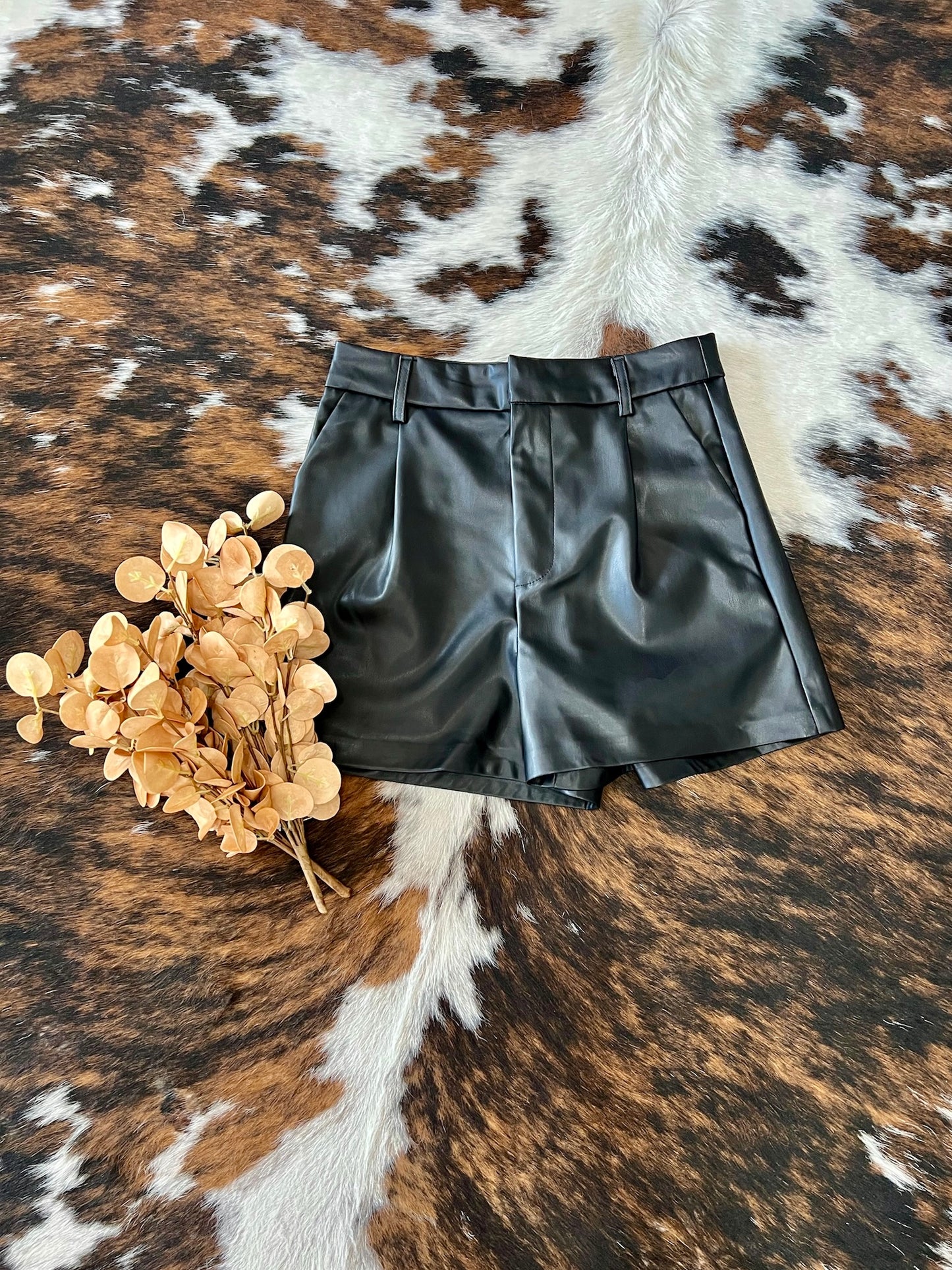 Prove Me Wrong Black Pleather Shorts