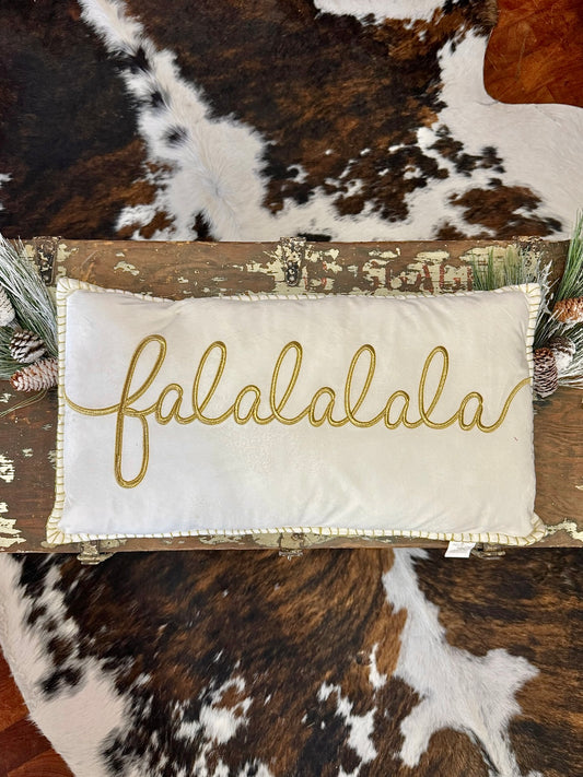 Falalala Beige Velvet Pillow