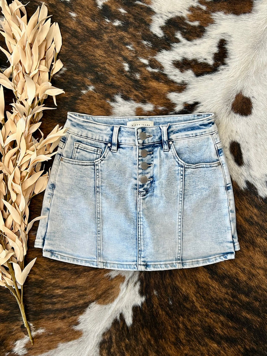 Your Secret Is Safe With Me Denim Risen Skort