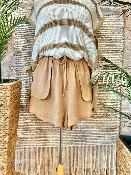 When The Time Is Right Terracotta Linen Shorts