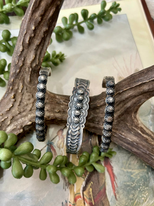 Navajo Handmade Sterling Silver Stacker Cuff