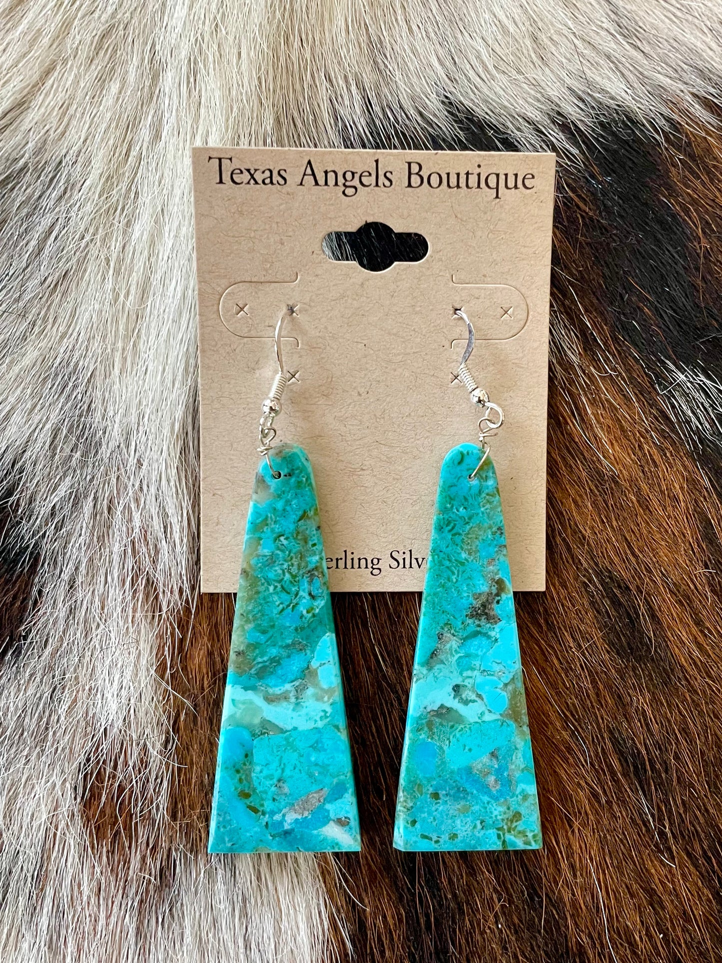 Genuine Turquoise Slab Earrings