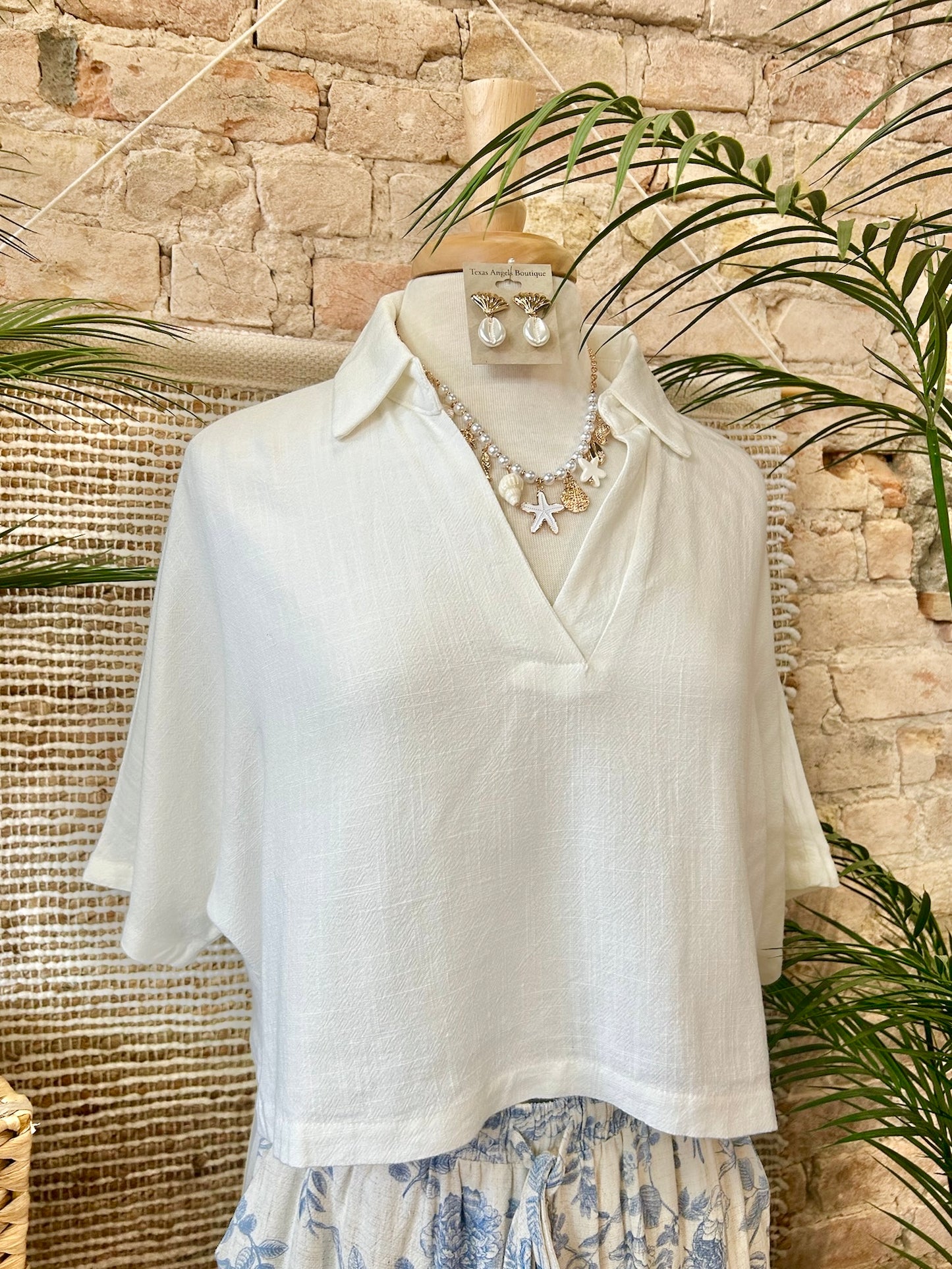 Waterfront White Linen Blouse
