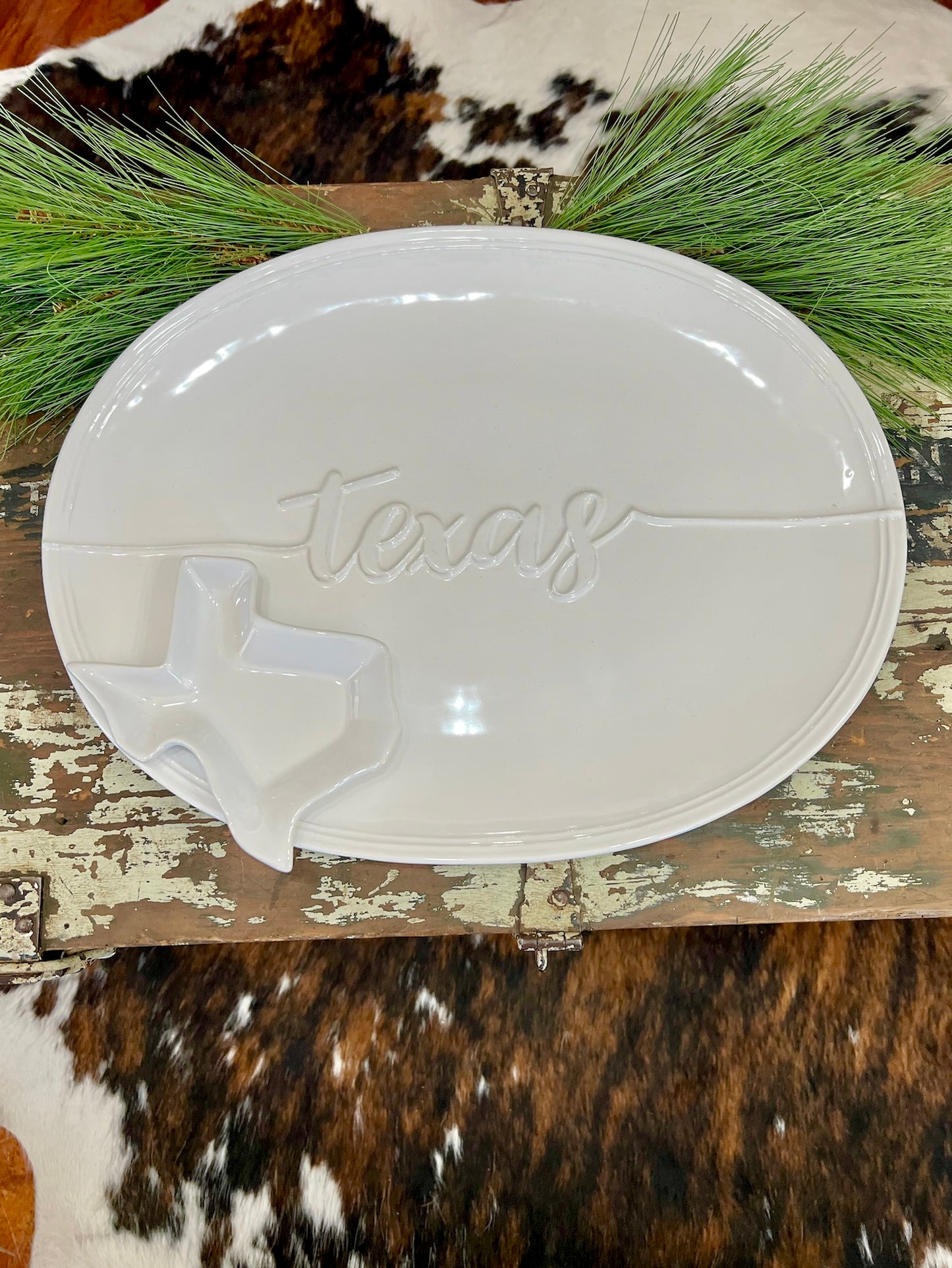 Small White Texas Shaped Platter