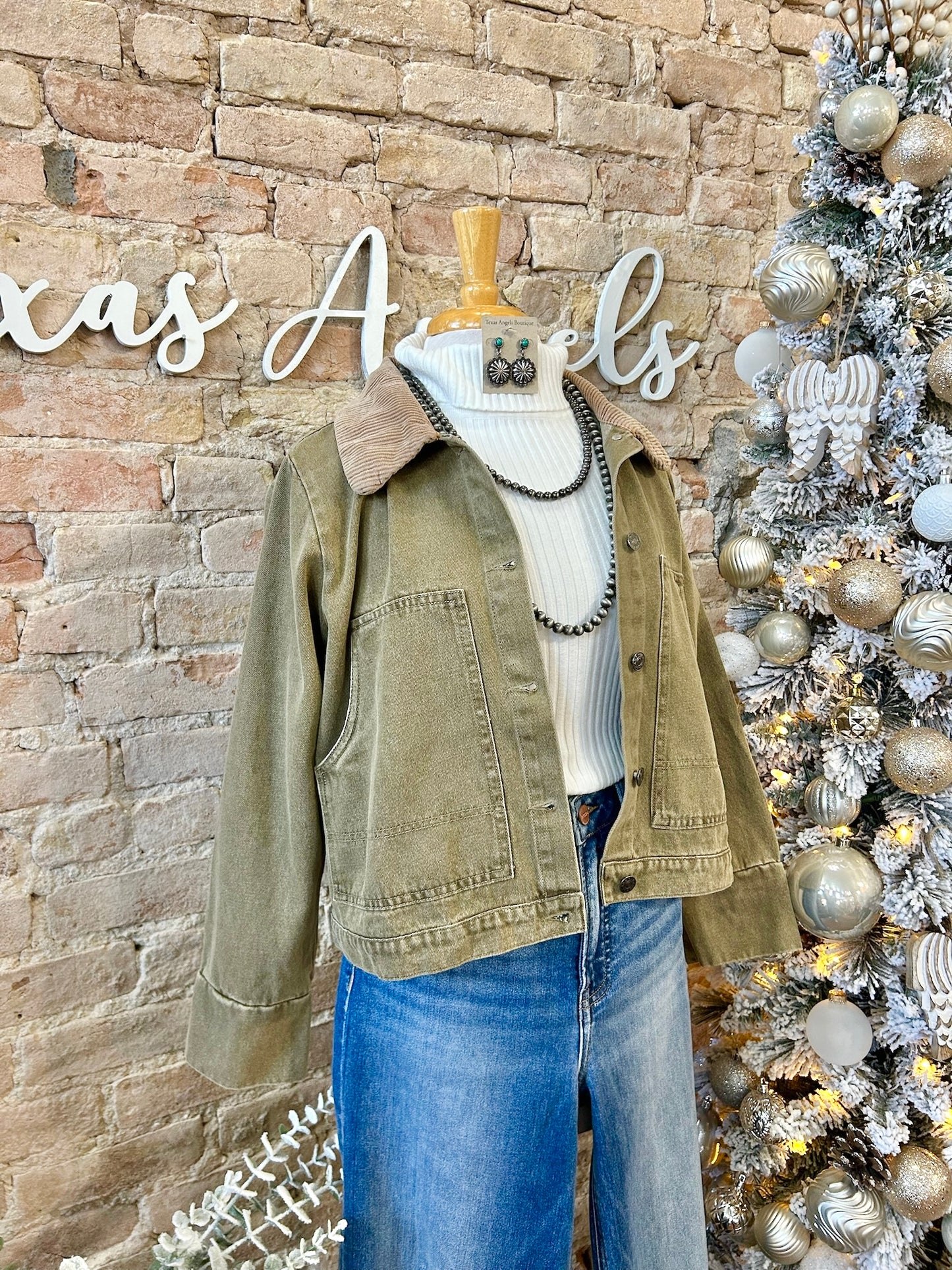 Joy To The World Olive Corduroy Jacket