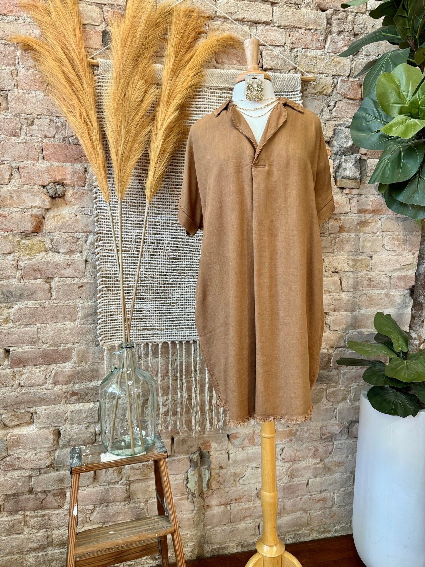 Down To Earth Camel Dress