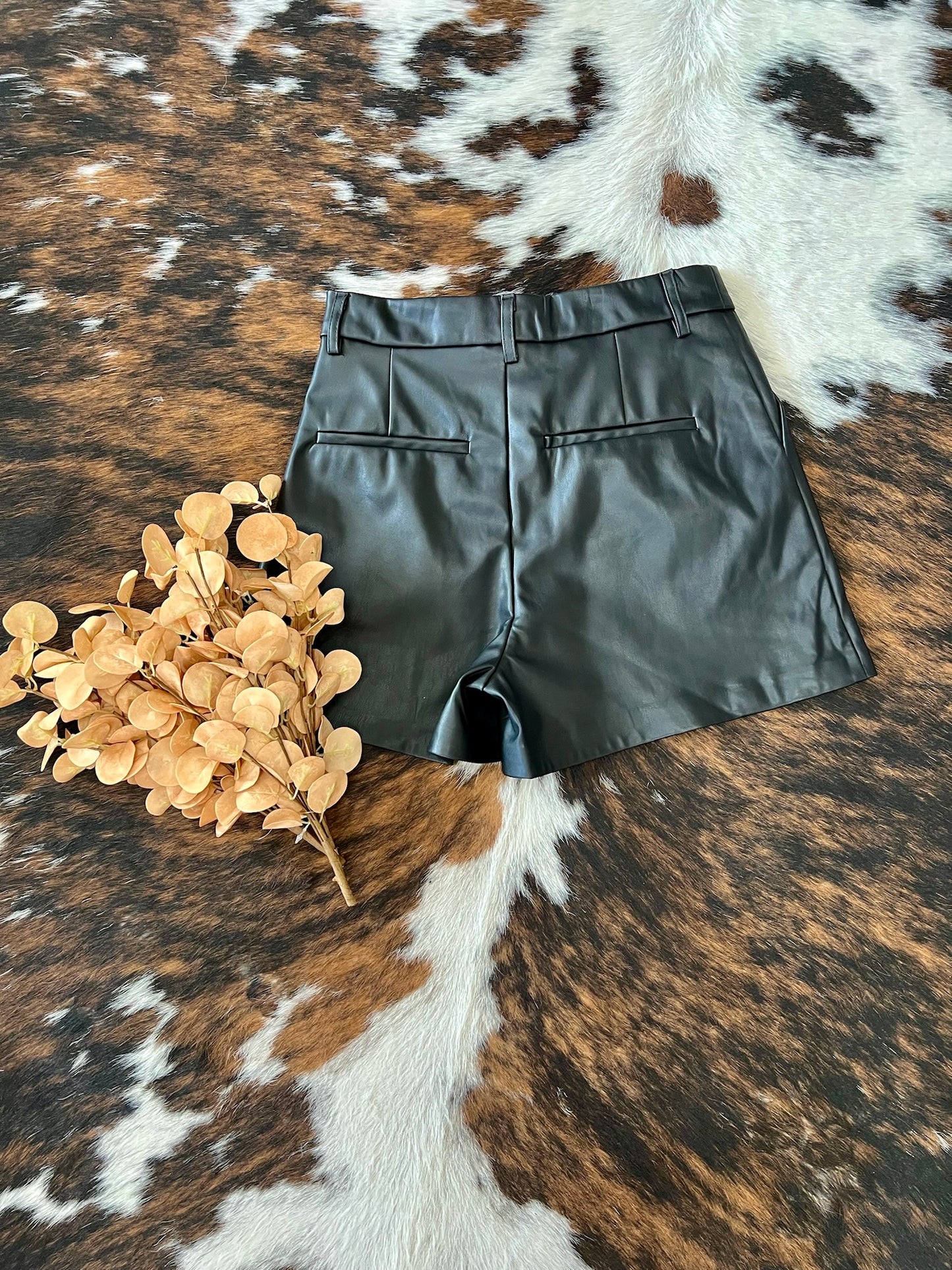 Prove Me Wrong Black Pleather Shorts