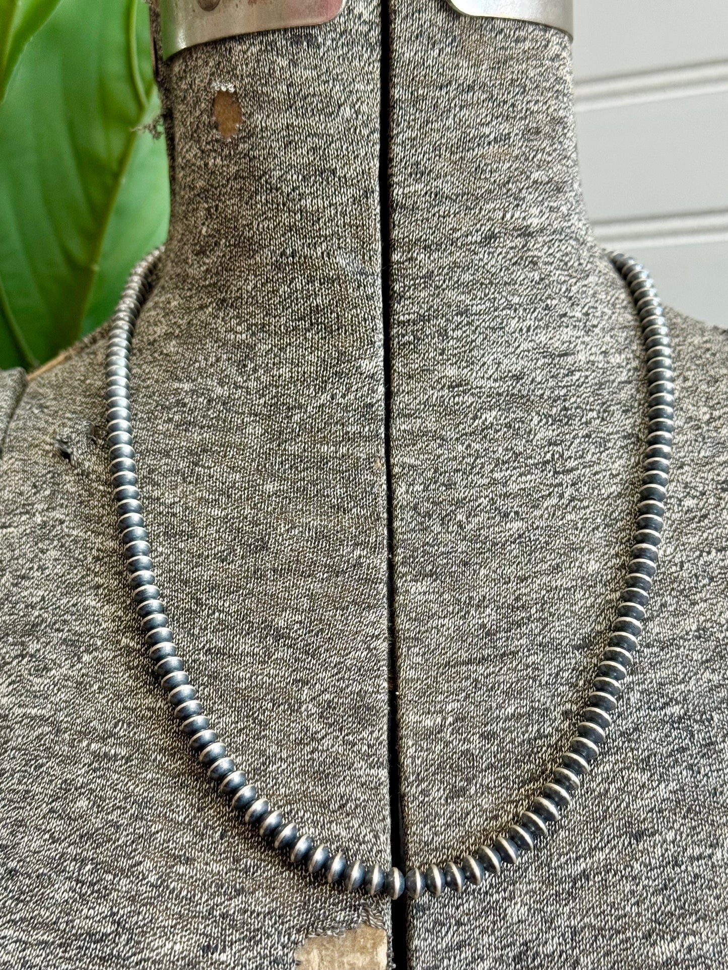 6MM Sterling Silver Navajo Saucer Beaded Necklaces