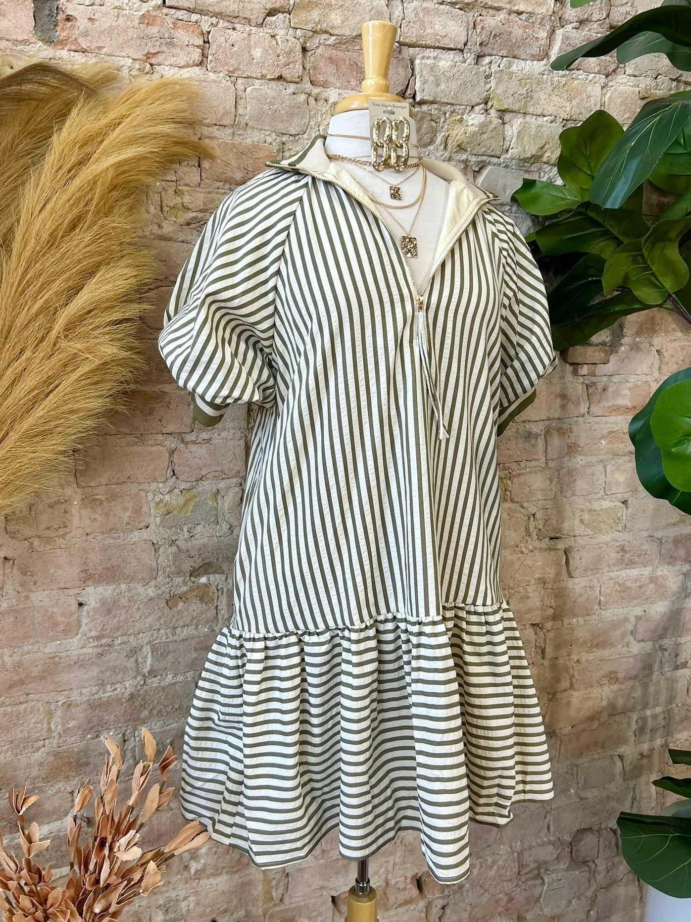 Sugar, Spice & Everything Nice Olive Striped Dress