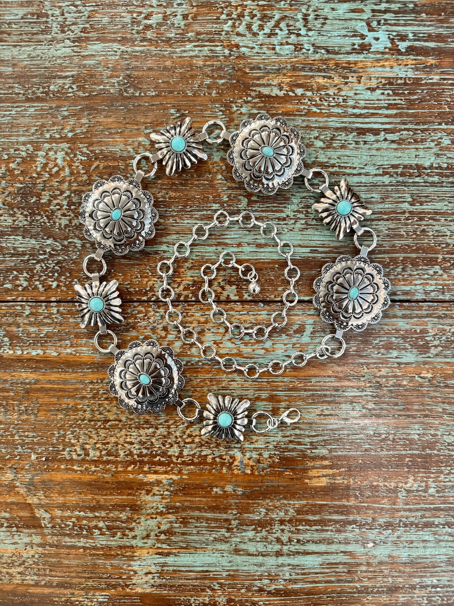 Turquoise/Silver Concho Belt