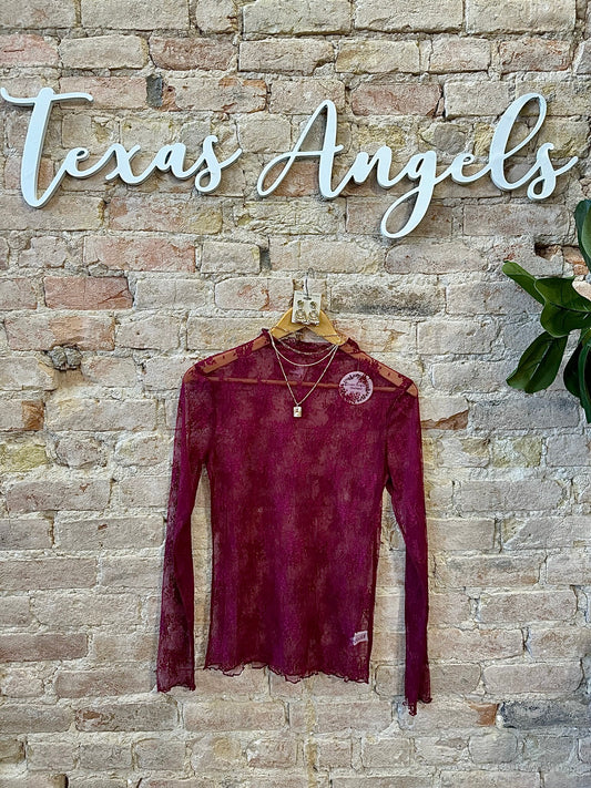 Love Me Like You Do Burgundy Lace Top