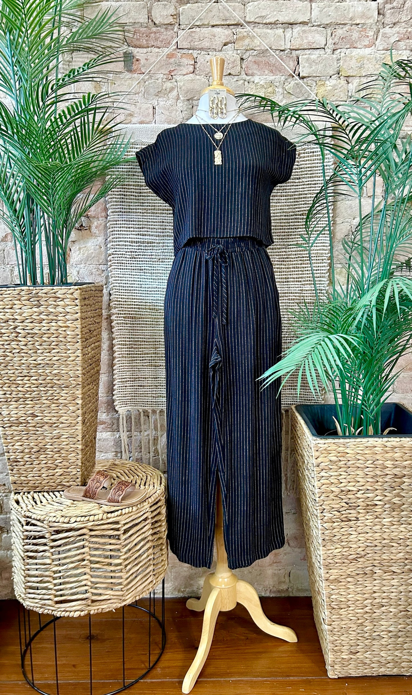 50% Off - On Lake Time Black Linen Top