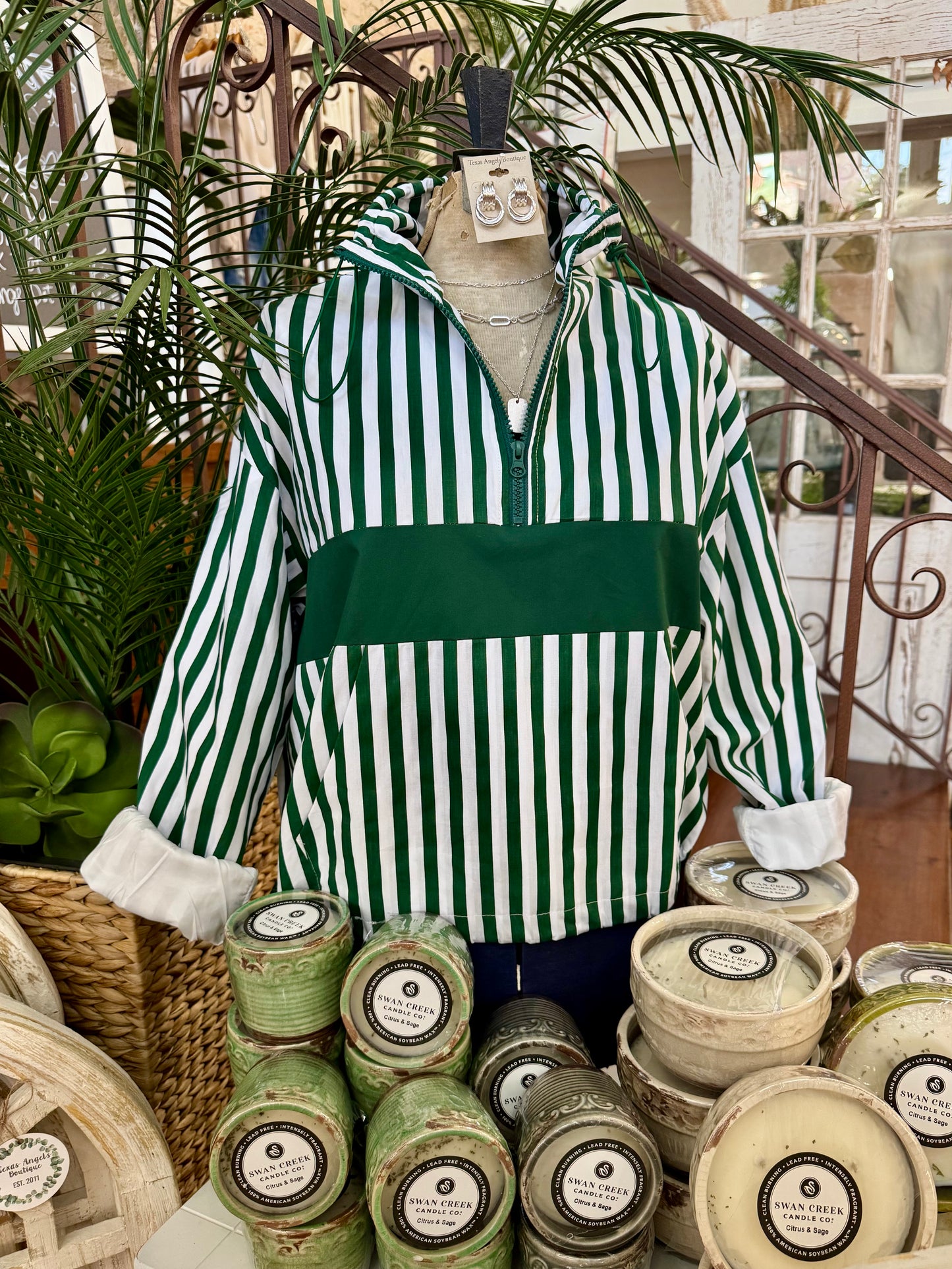 Wall Hawks Green Striped Sweatshirt