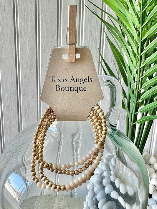 Gold/Peach Stretchable Bracelet Stack