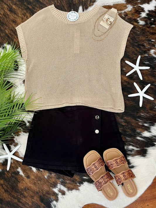 The Key To Happiness Taupe Knit Top