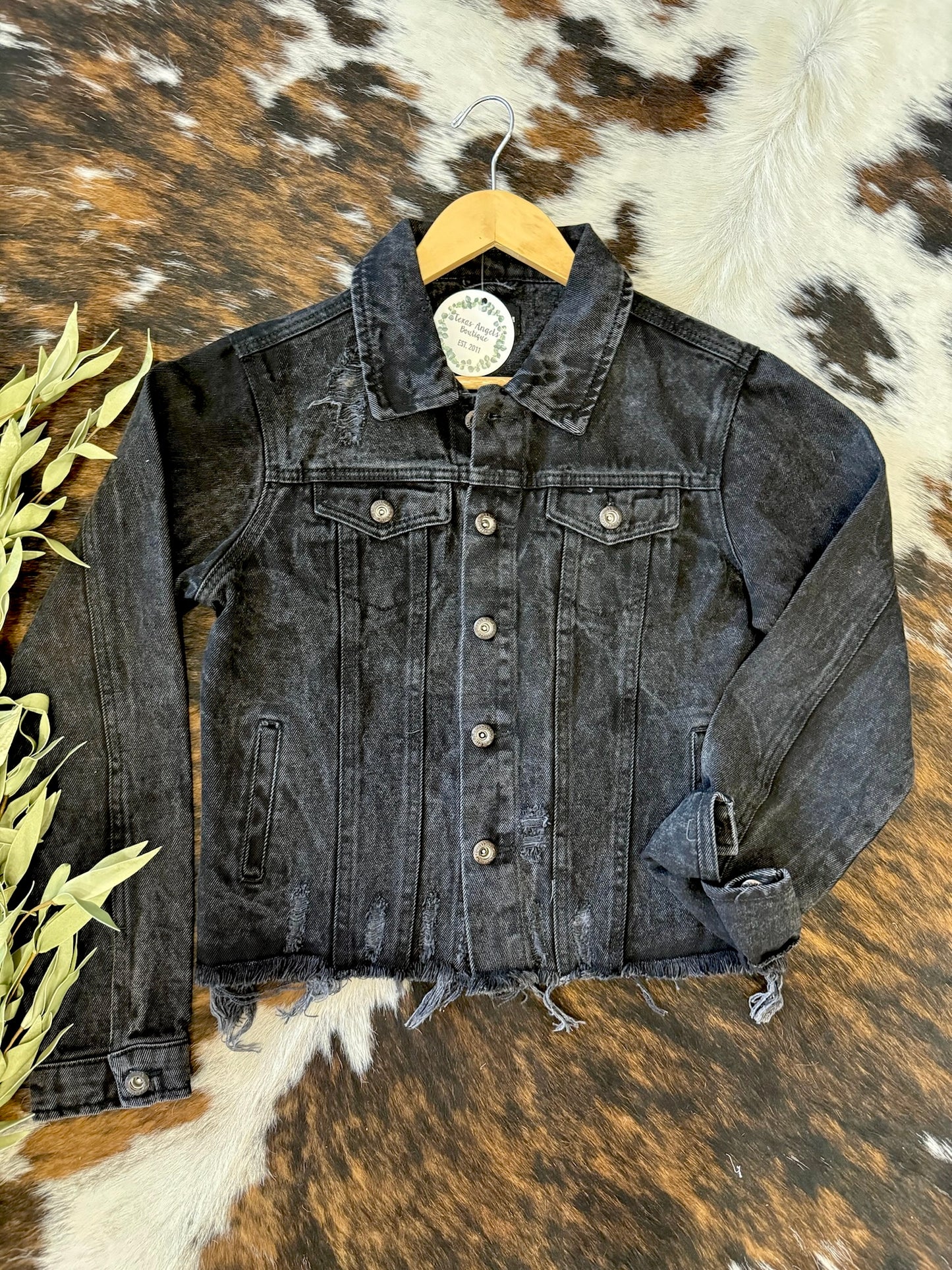 Drift Away Black Denim Distressed Jacket