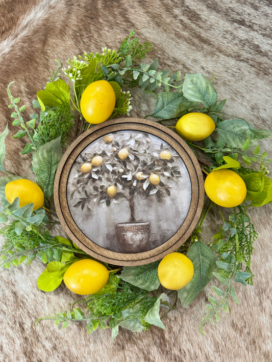 Round Lemon Tree Canvas Decor