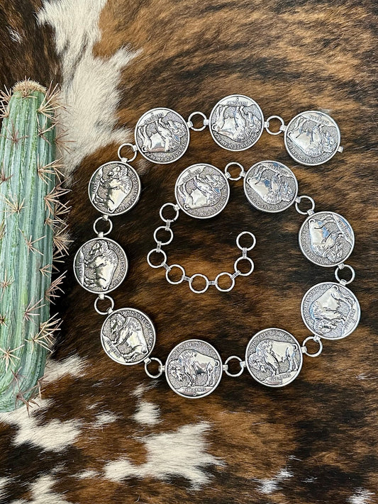 Buffalo Coin Concho Belt