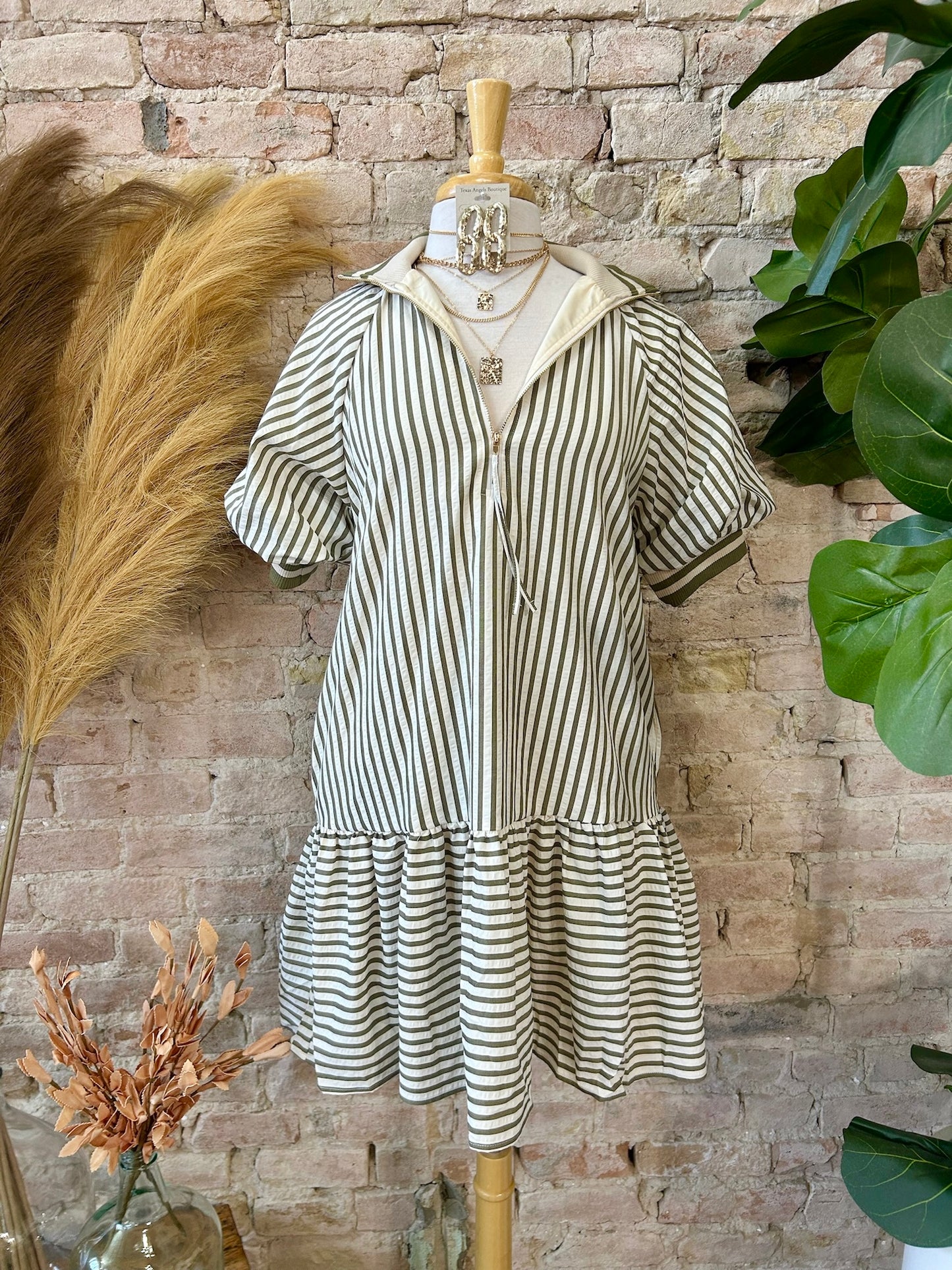 Sugar, Spice & Everything Nice Olive Striped Dress