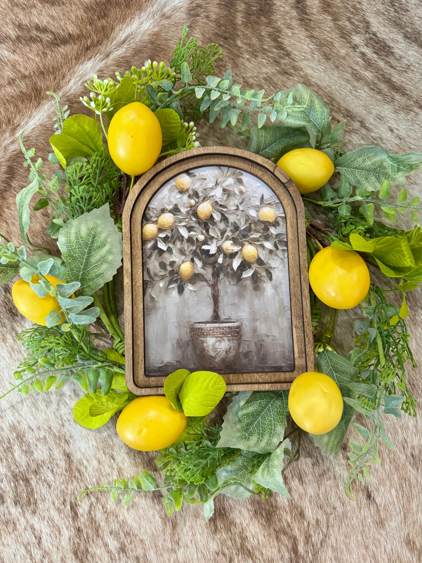 50% Off - Arched Lemon Tree Canvas Decor