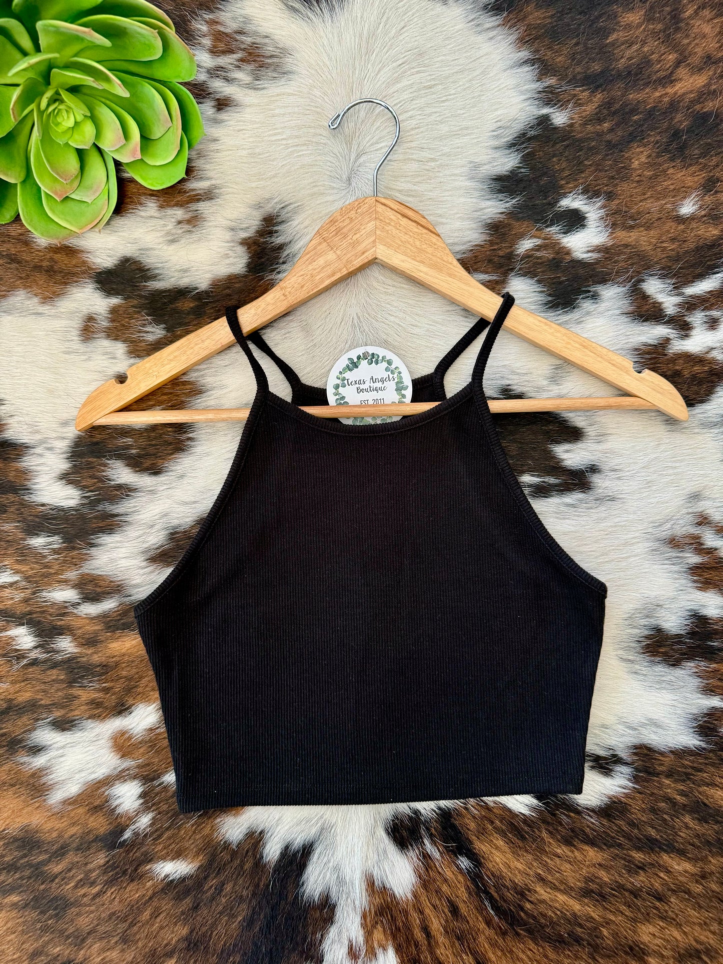 50% Off - Timing Is Everything Black Halter Tank