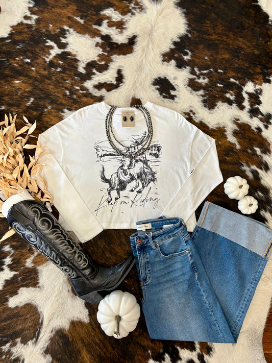 Keep On Riding White Graphic Tee
