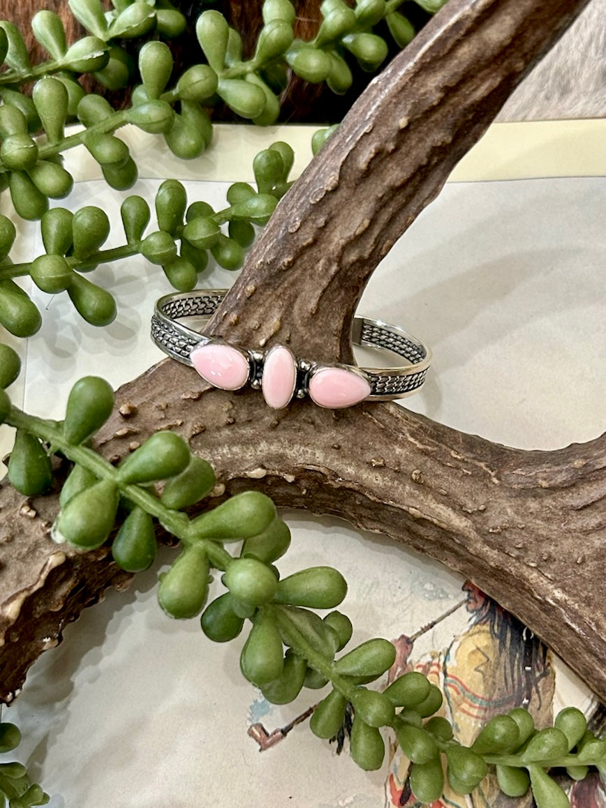 Sterling Silver Pink Conch Cuff
