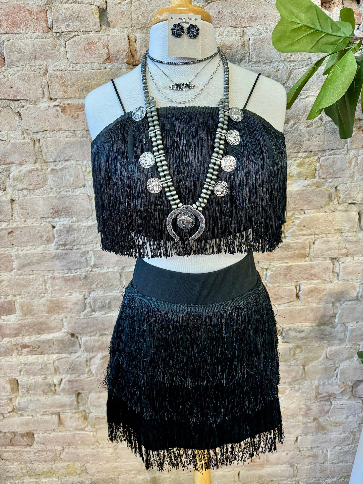 50% Off - Back For More Black Fringe Crop Top