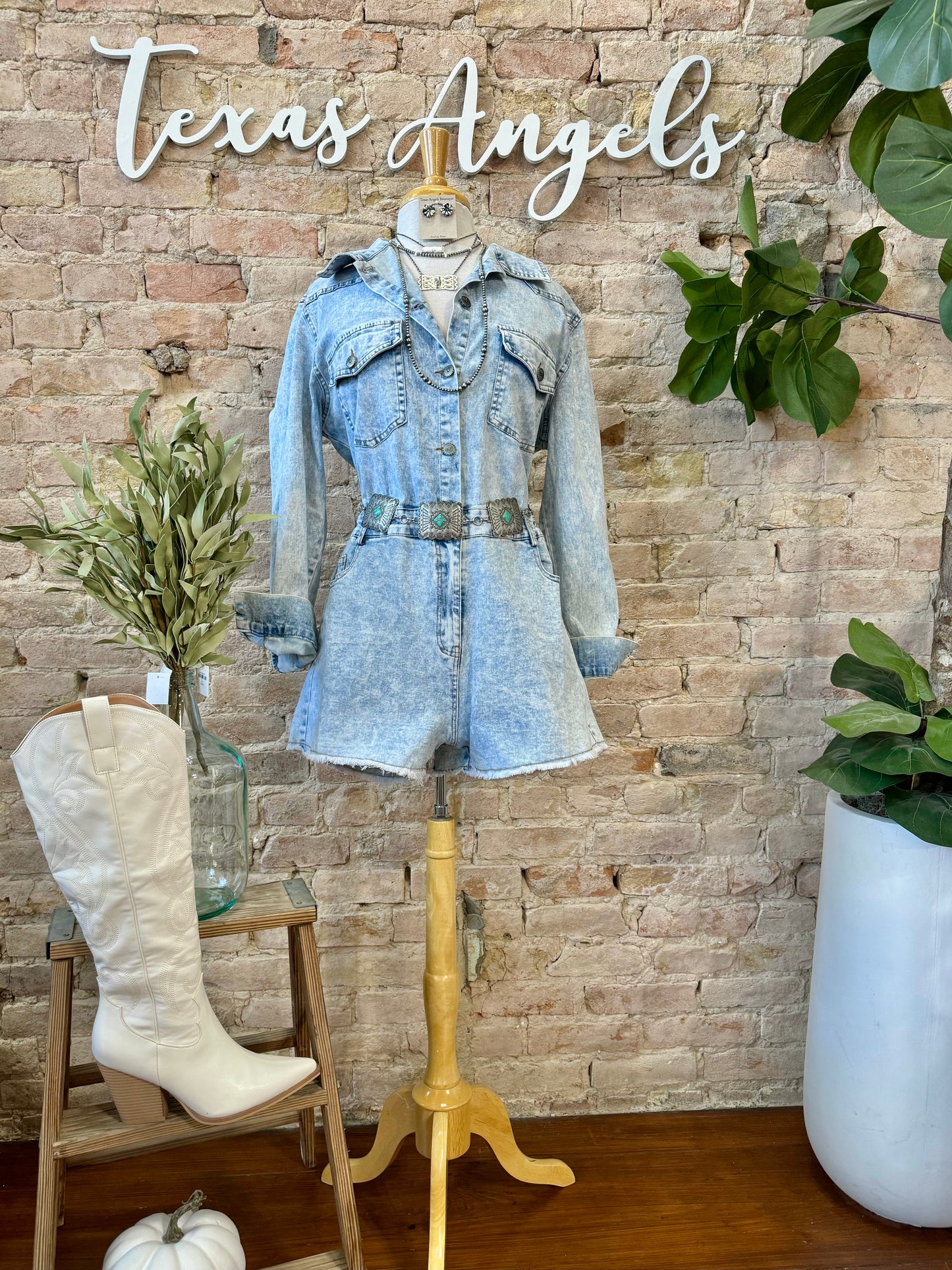 Slow Dance In The Dark Denim Romper