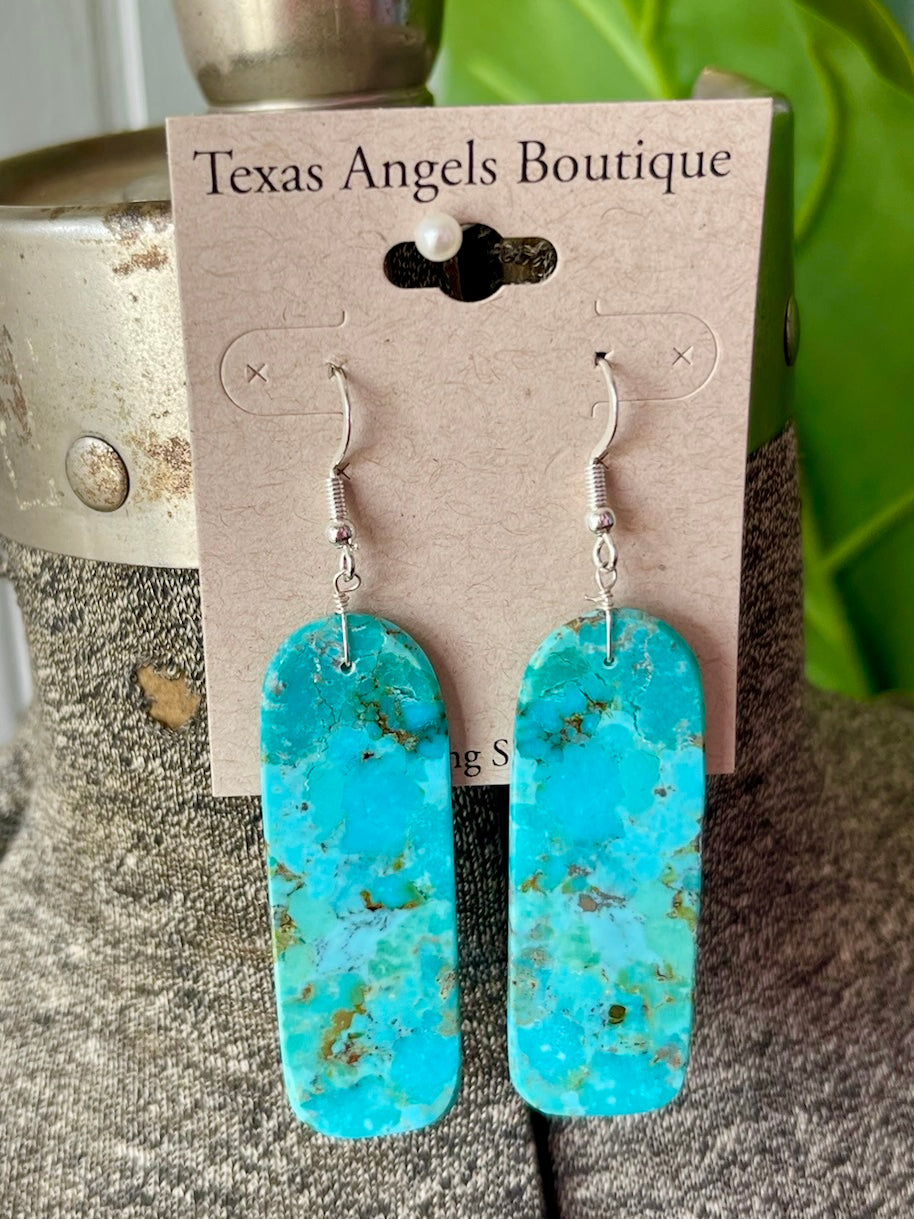 Genuine Turquoise Slab Earrings