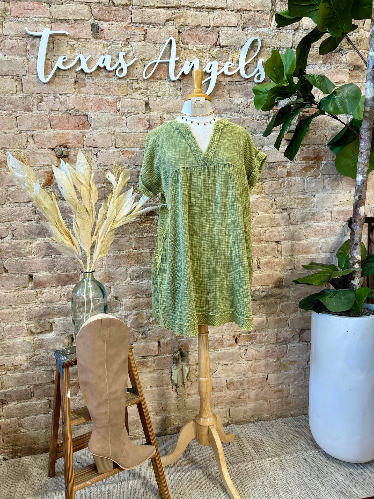 Deep In The Heart Of Texas Olive Dress