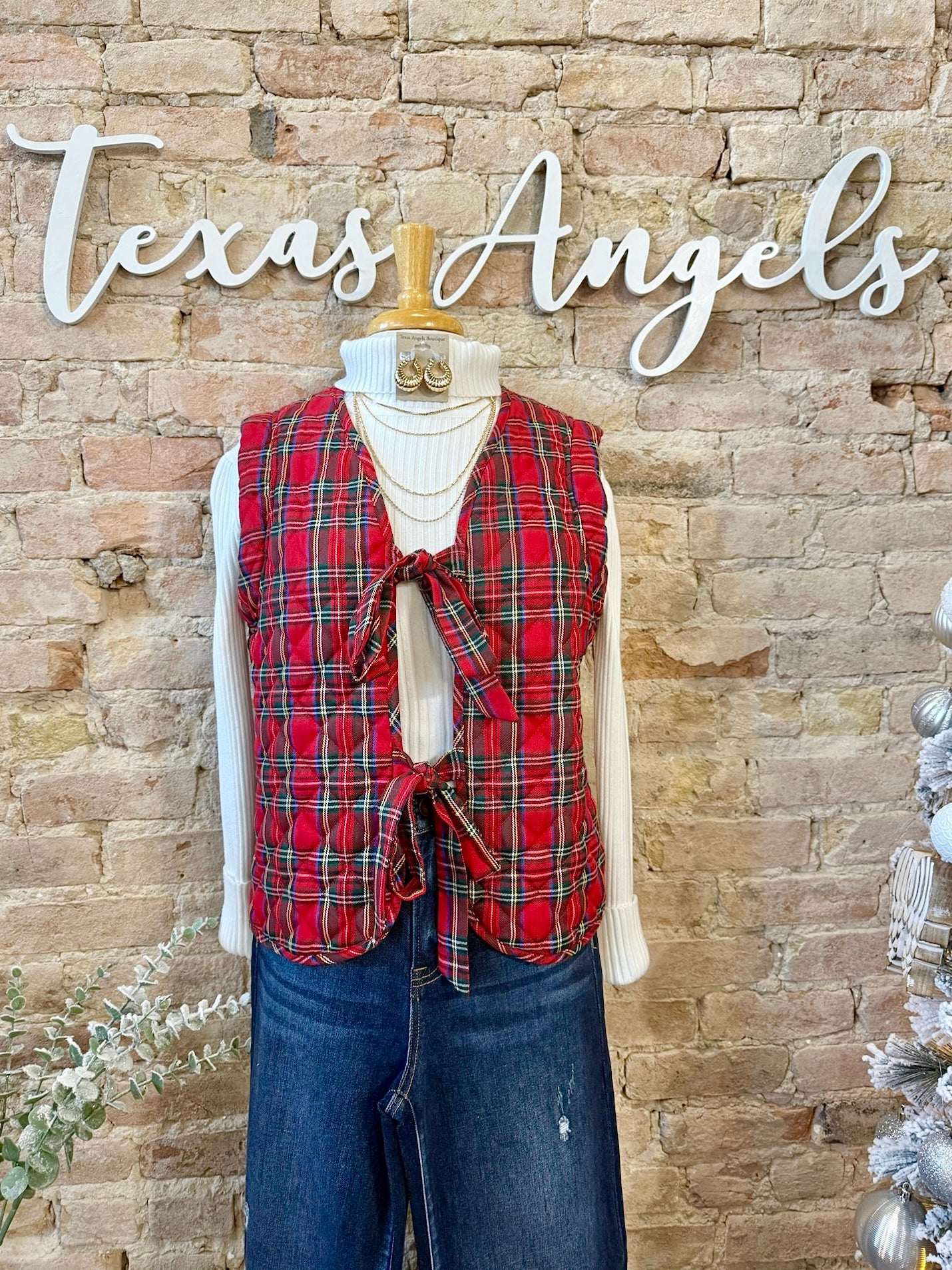 A Very Merry Christmas Red Plaid Quilted Vest