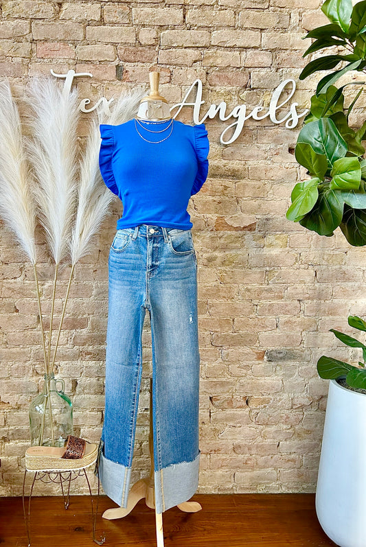 ASU Rams Royal Blue Ruffle Top