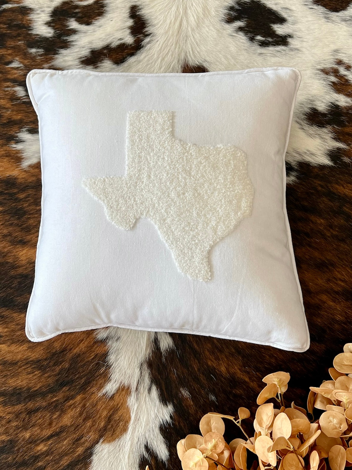 White Embroidered Texas Pillow