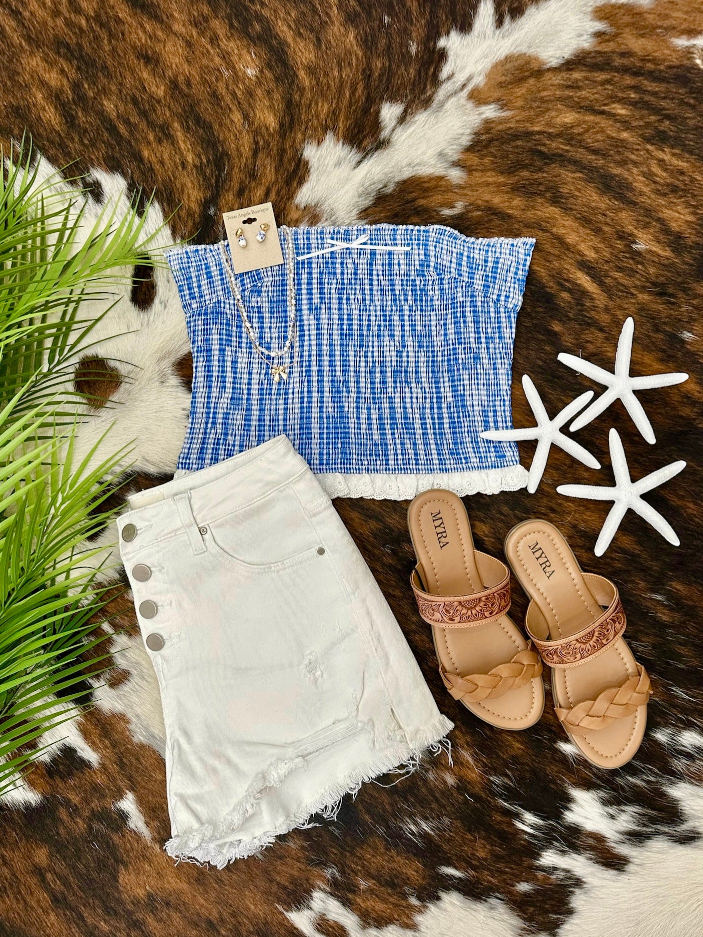 Home Of The Brave Blue Striped Strapless Top