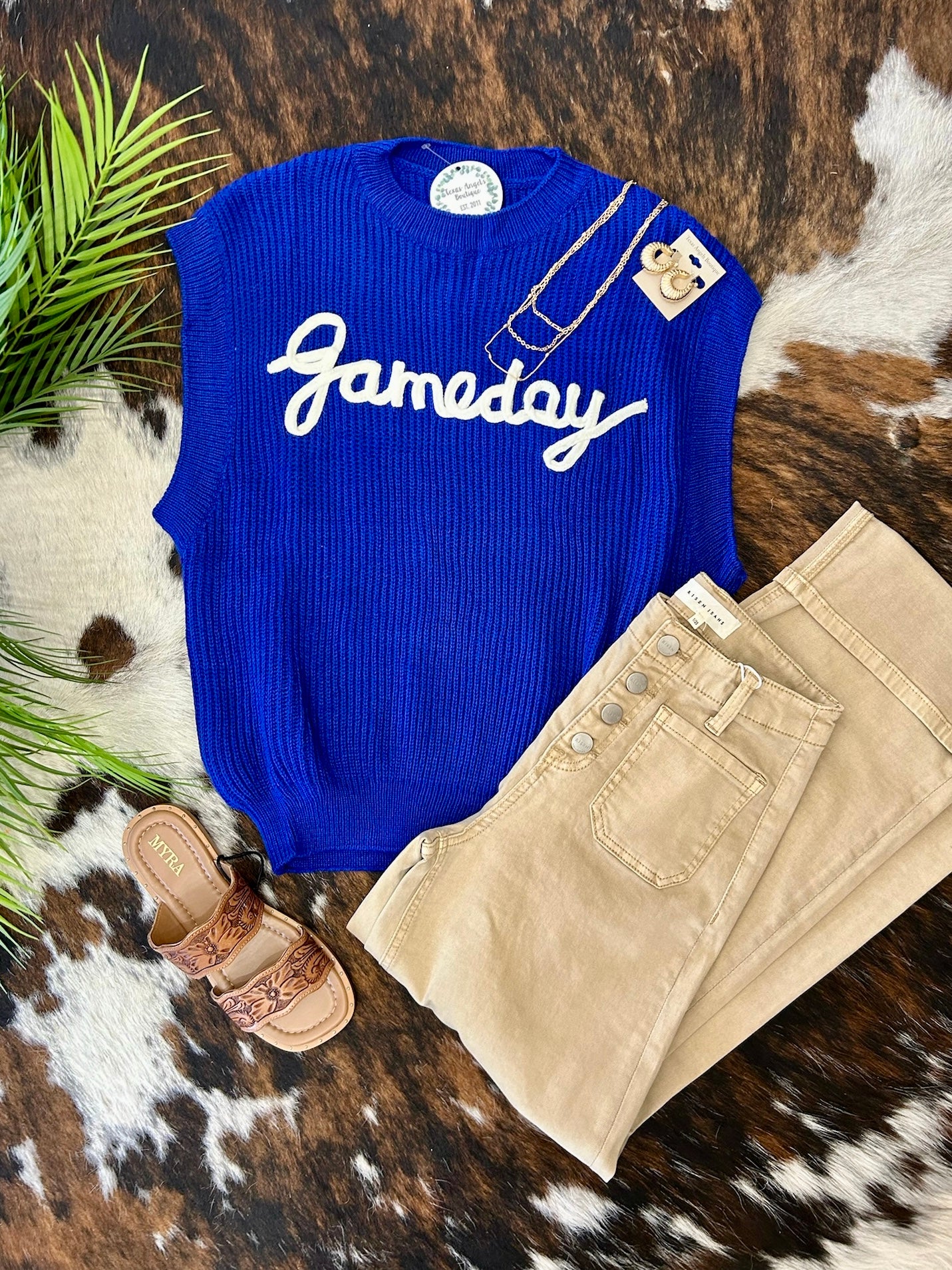 Let's Tailgate Royal Blue Gameday Knit Top
