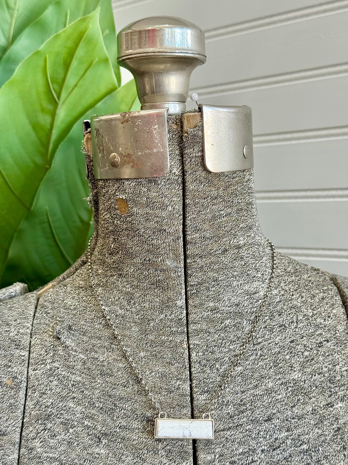 Sterling Silver White Buffalo Bar Necklace
