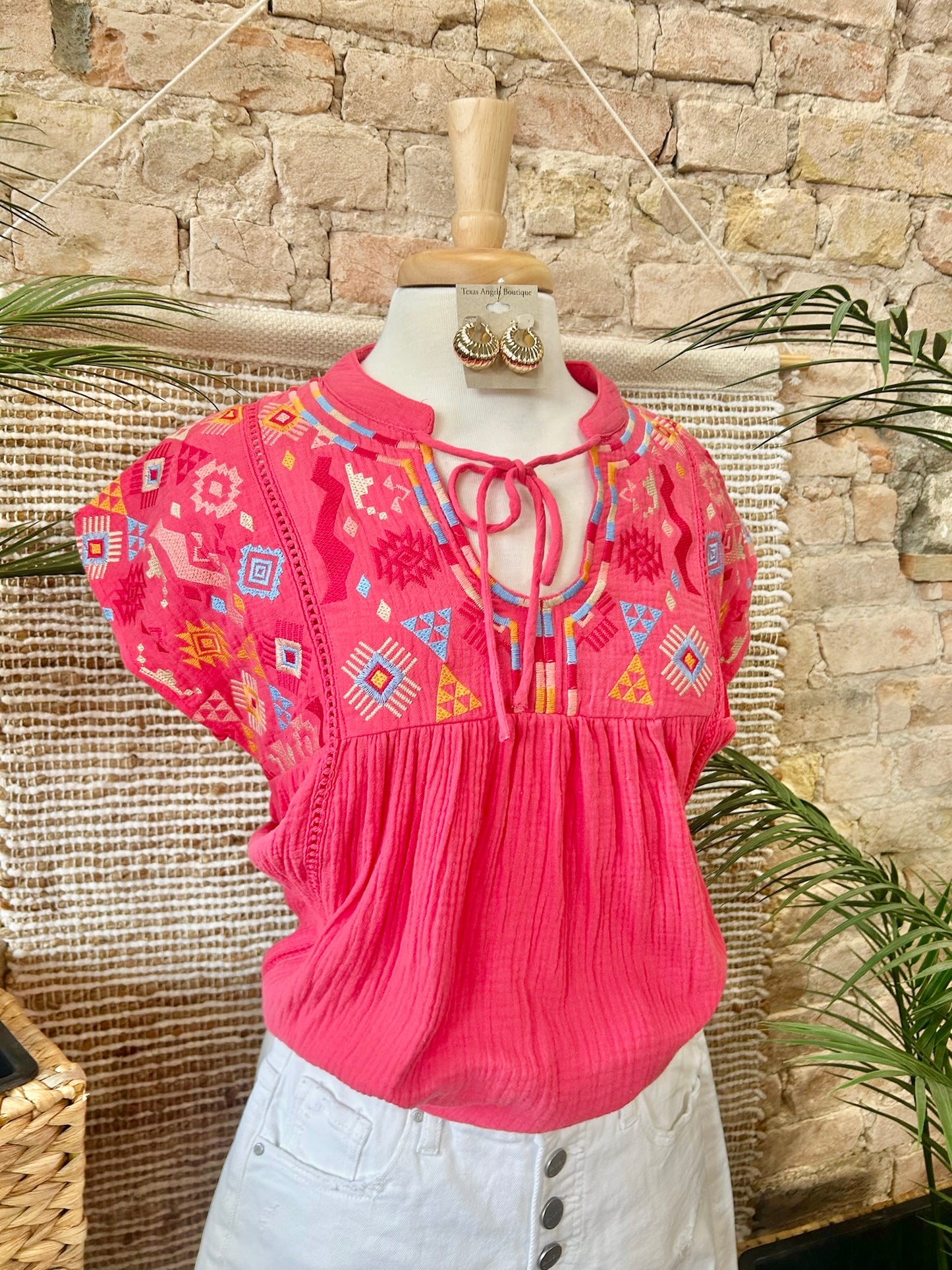 Strawberry Wine Embroidered Blouse