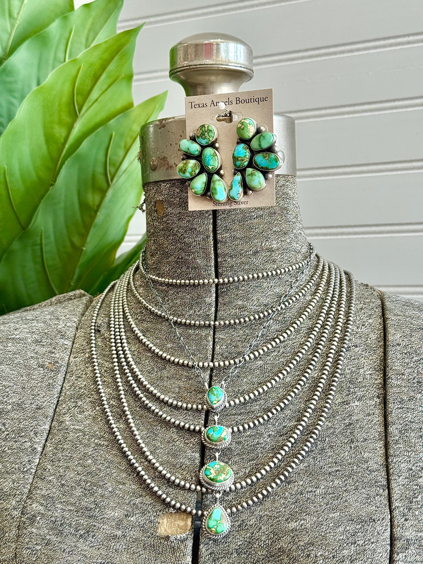 Navajo Handmade Sterling Silver Sonoran Gold Turquoise Lariat Bar Necklace