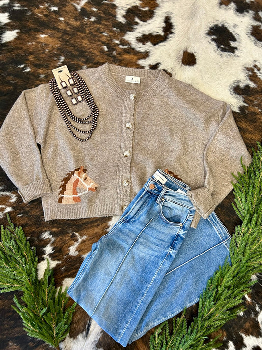 Girls Gotta Do What A Girls Gotta Do Grey Horse Sweater