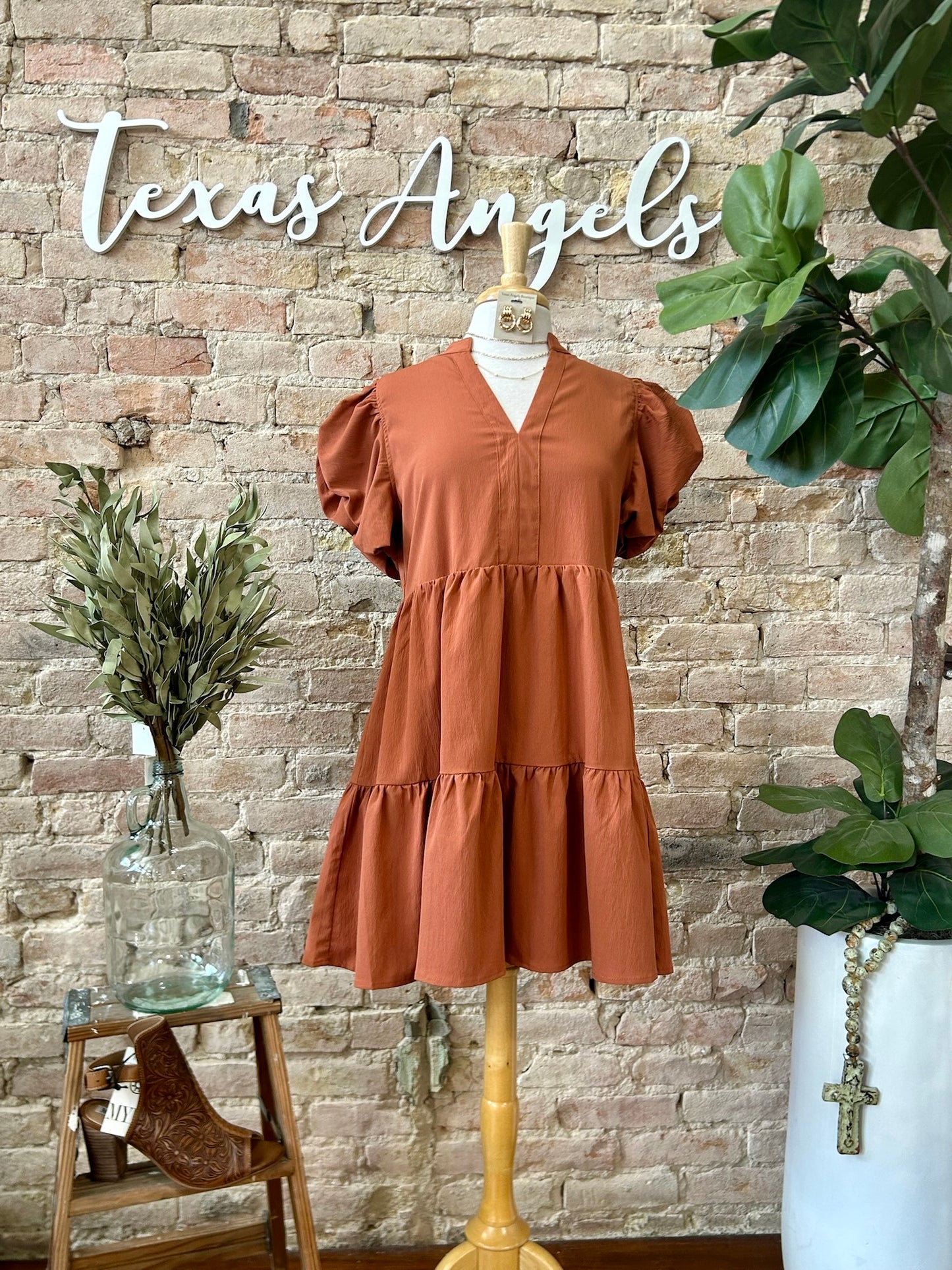 Romantic Getaway Rust Dress