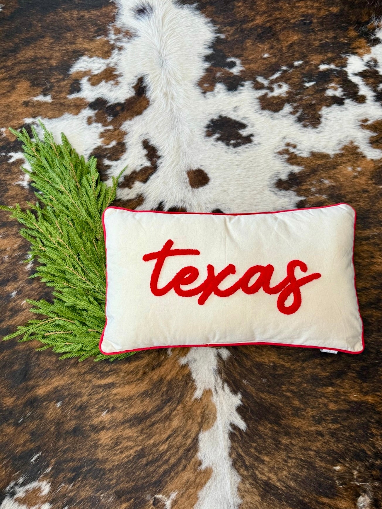 Red Embroidered Texas Pillow