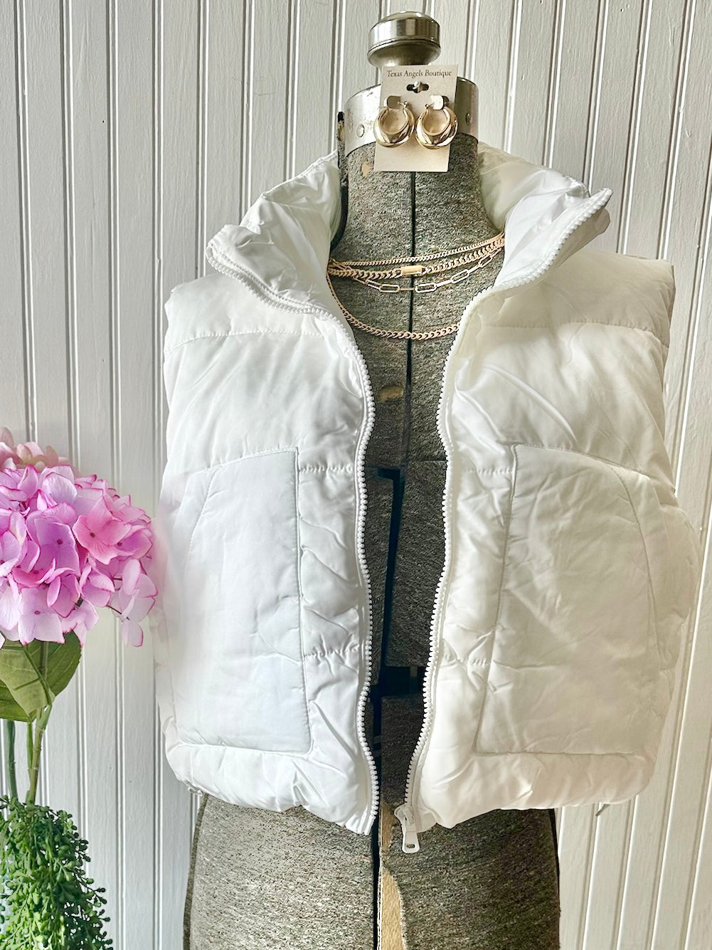 40% Off - Sure Of Herself Solid White Puffer Vest