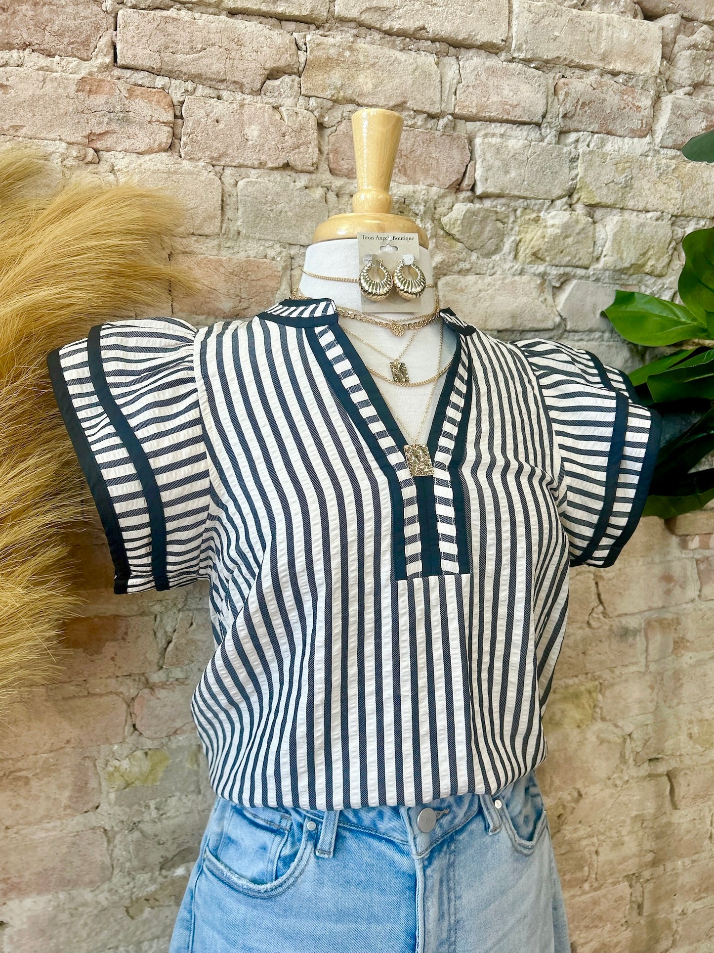 Never Been Better Black Striped Blouse