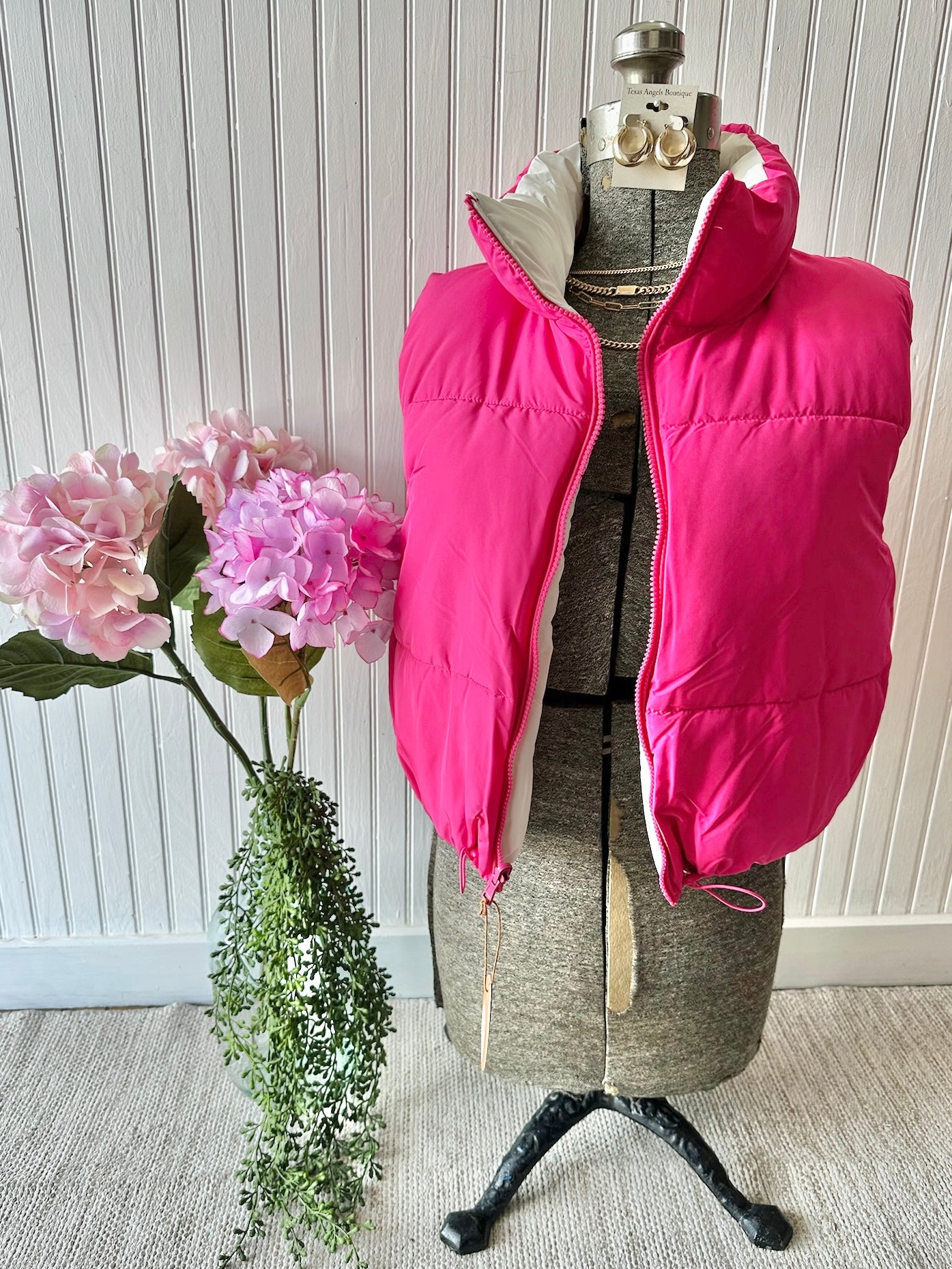 RESTOCK Don't Play Around Pink Reversible Puffer Vest