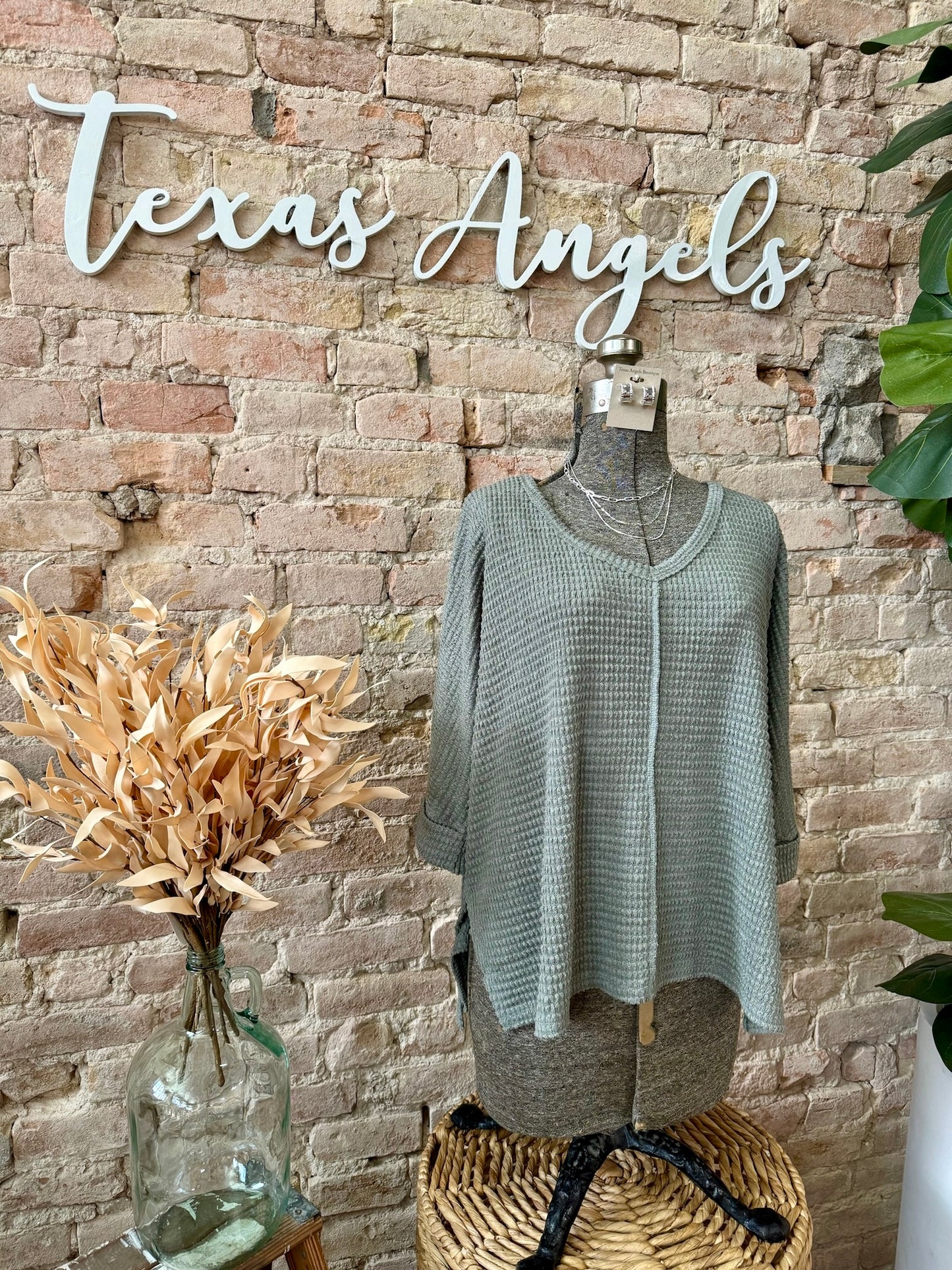 Treat Her Right Olive Knit Top