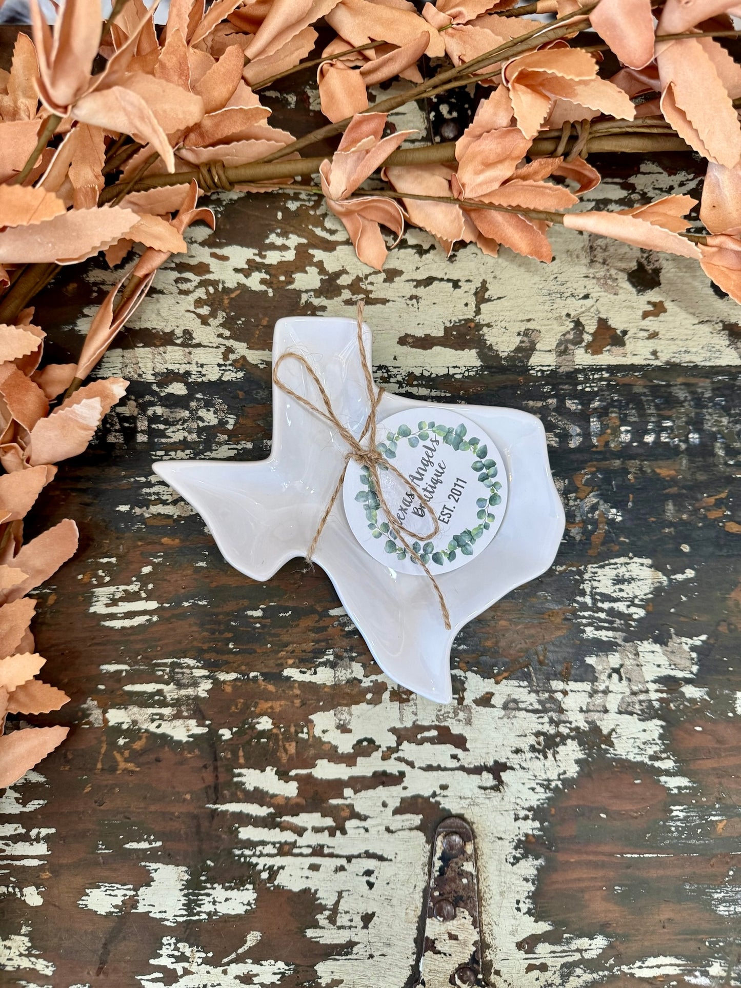 Small White Texas Shaped Platter